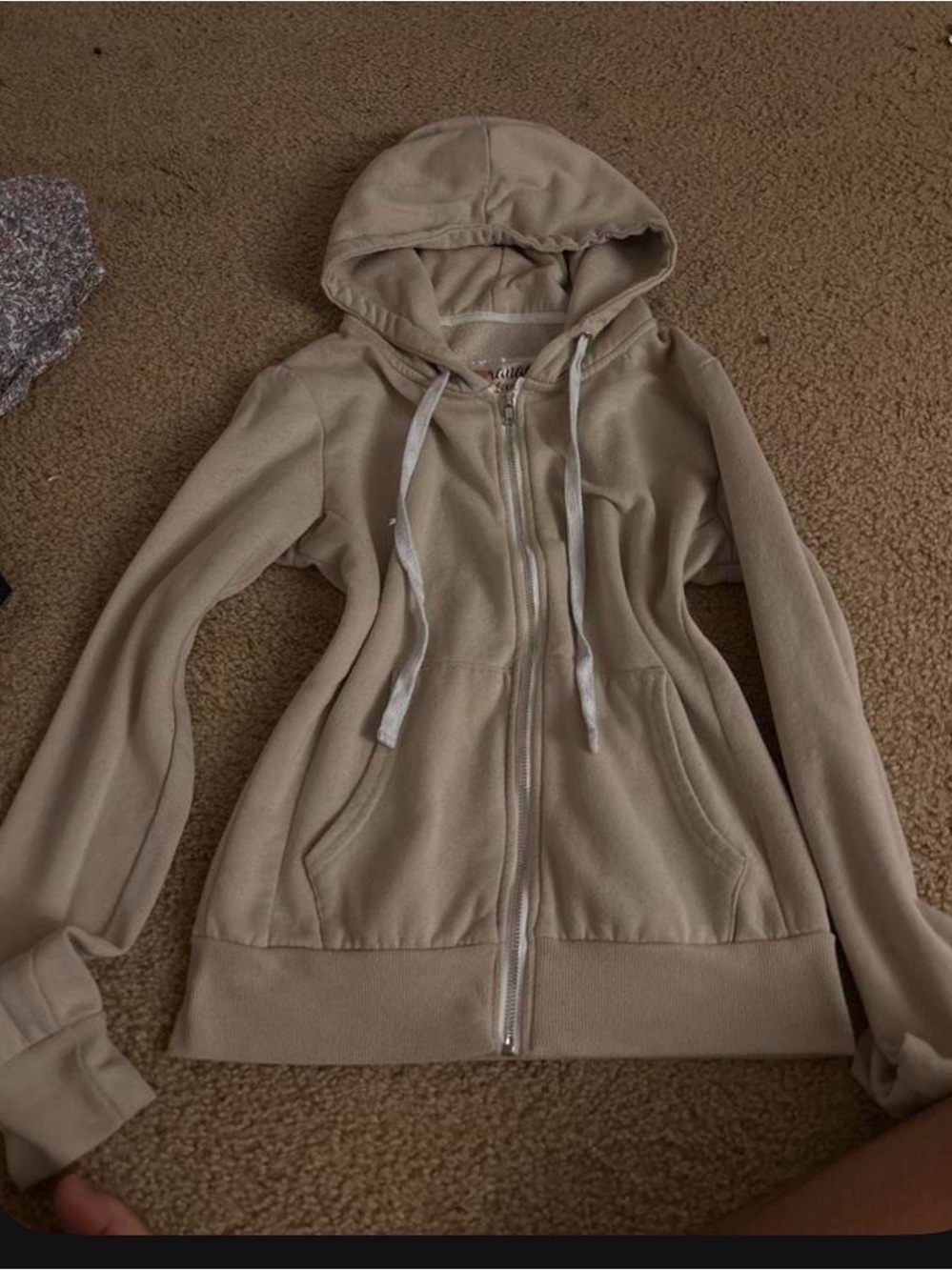 Orange Kiss Women's Cream Zip-Up Hoodie - Medium